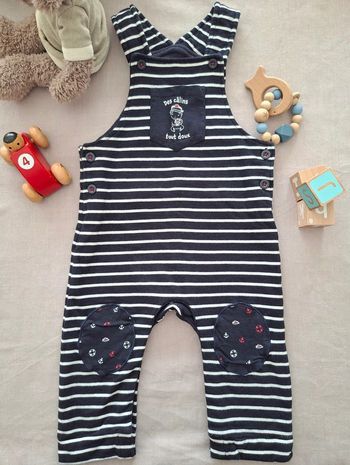 Salopette Terre de marins doublée coton 18 mois marinière garçon