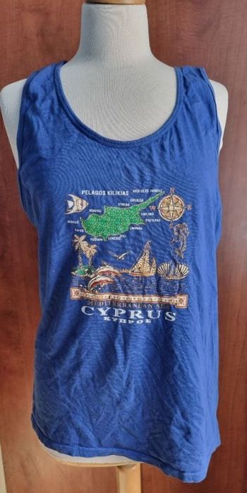 Débardeur bleu imprimé taille S (oversize) mixte