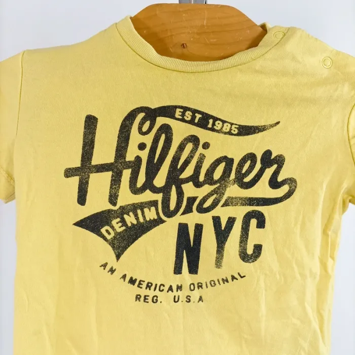 Tshirt enfants jaune hilfiger 2 ans Coton Bio A1312 - photo numéro 3