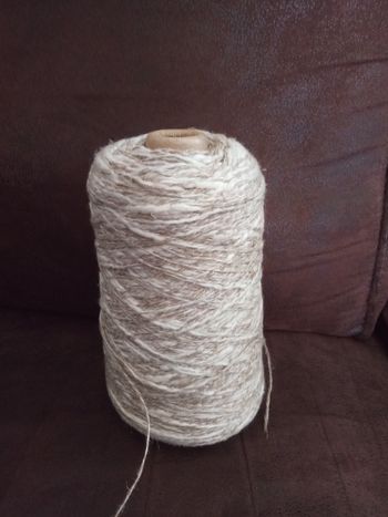 1 petite Bobine de Fil à Tricoter Fantaisie Tons Beiges et Blancs cassés (350g)