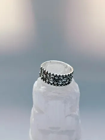 Bague acier inoxydable ajustable étoiles en relief