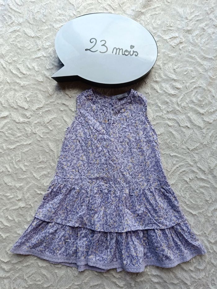 Robe sans manche Fille 23 mois Fleurs Natalys 100% coton