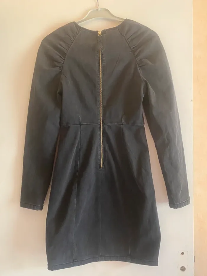 Robe en jean noire grise à fermeture - photo numéro 4