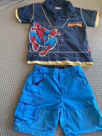 Ensemble polo t-shirt Spider man + short 24 mois 2 ans