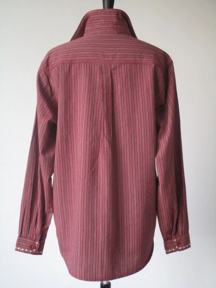 Chemise vintage rayée rouge/bordeaux 44 TBE - photo numéro 7