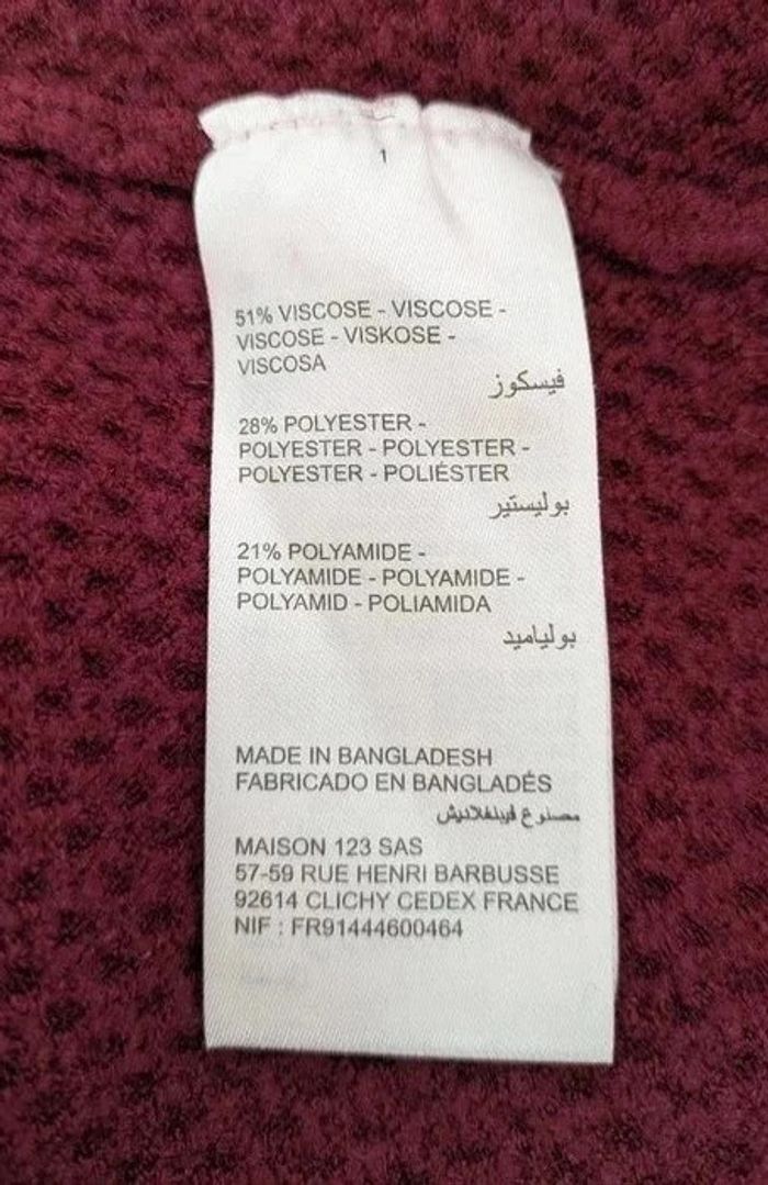 Pull bordeaux manches 3/4 - Maison 123 - taille 36 - photo numéro 5