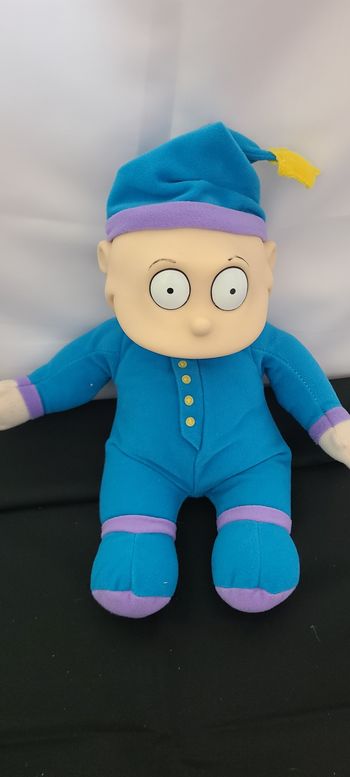 Peluche vintage 1997 Rugrats Tommy Pickles pyjama bleu 1 avec tête plastique.