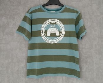 T-shirt rayé kaki/bleu clair