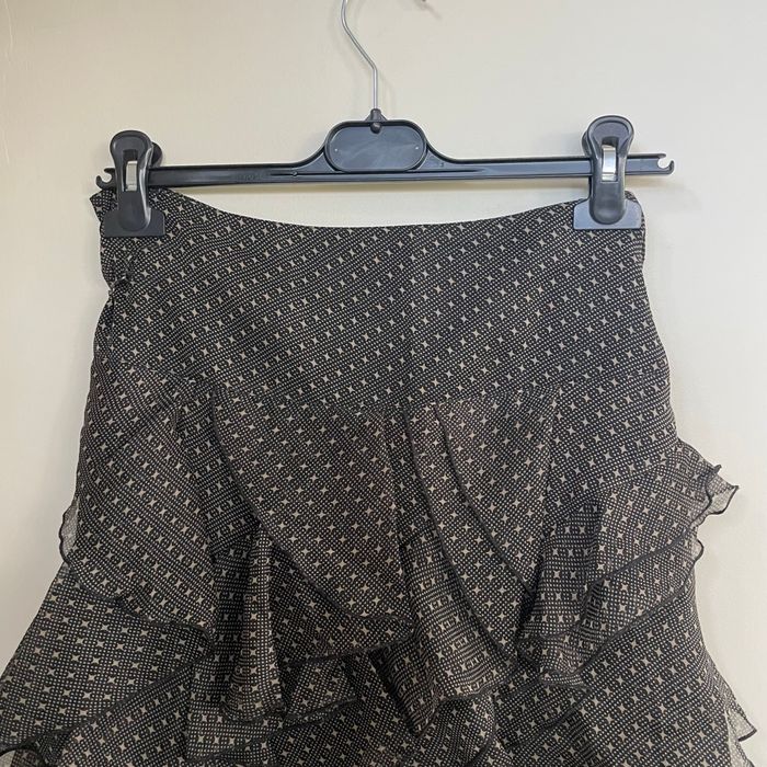 Jupe noire à volants DDP Taille L imprimé graphique doublée made in France V057 - photo numéro 3