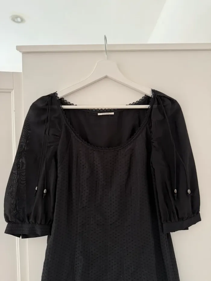 Superbe robe noire fluide en soie et coton Chattawak neuve 38 M - photo numéro 4