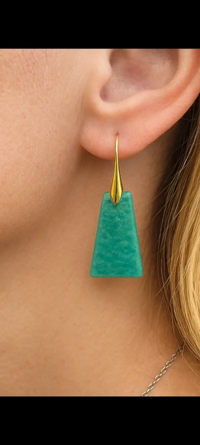 Élégance Naturelle – Boucles d’oreilles en Or 24K💫Aventurine AA - photo numéro 4