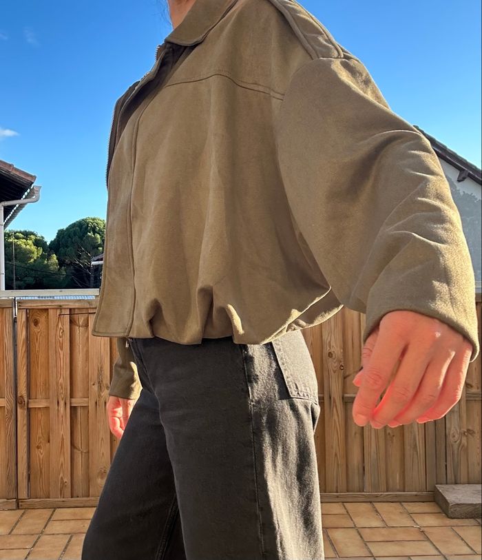 Veste over size kaki fermeture éclair taille S - photo numéro 2