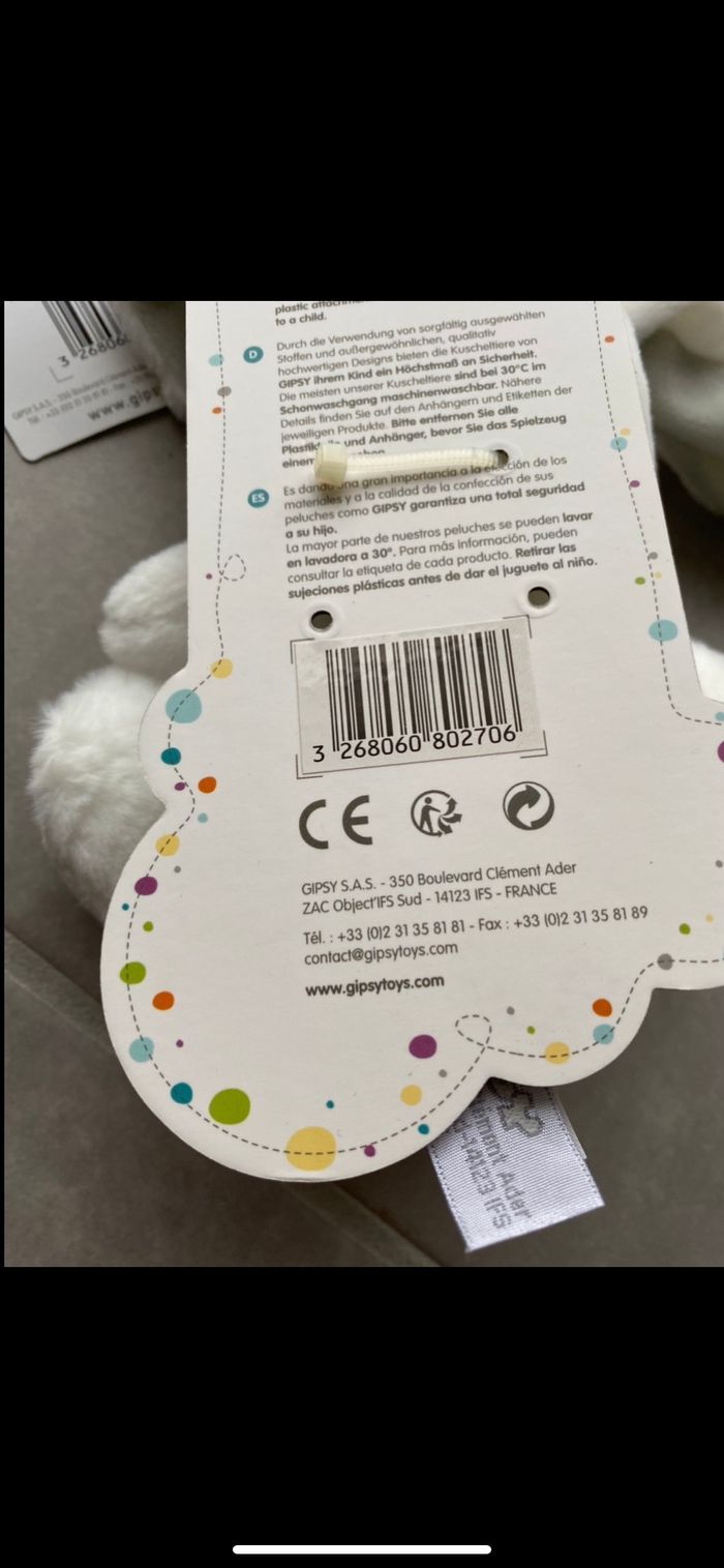 Doudou Peluche Lapin Gipsy Neuf - photo numéro 8