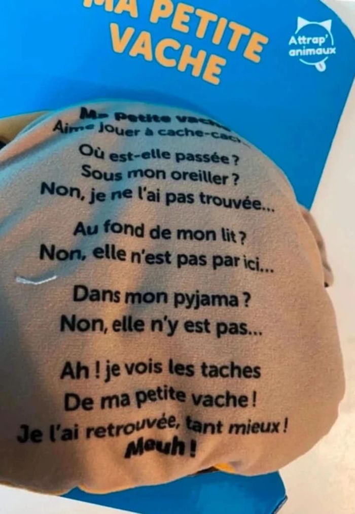 Doudou a grelot et comptine bébé ma petite vache - photo numéro 3