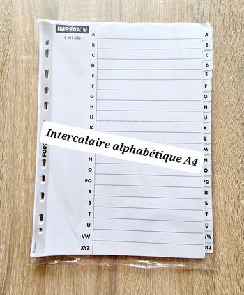 Intercalaire alphabétique A4