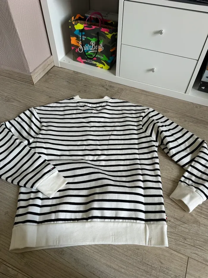 Sweat sans capuche oversize rayé noir marinière tommy jeans XS - photo numéro 7