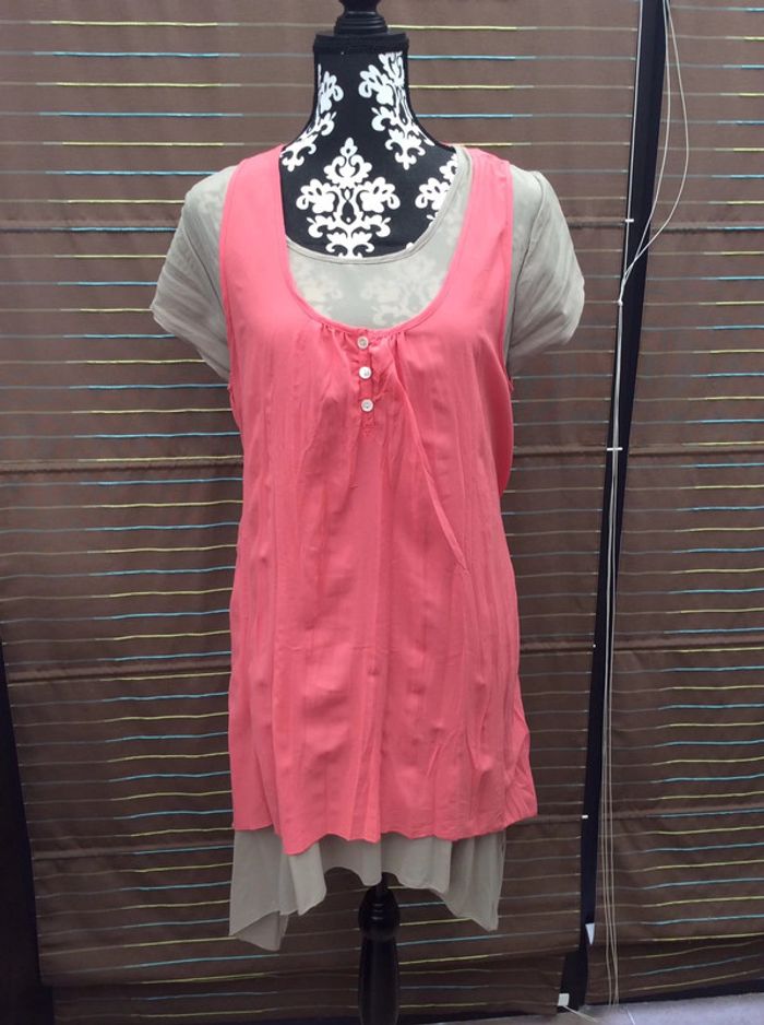 Tunique beige + top corail neuve (n°36)