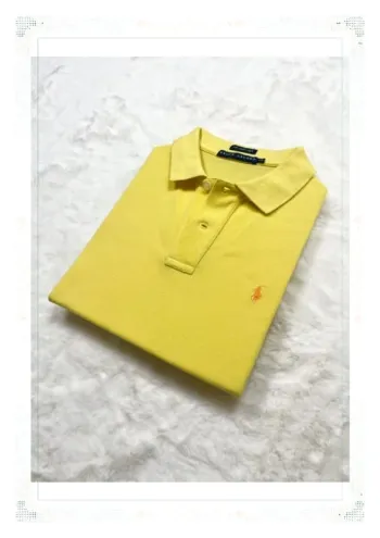 Polo Ralph Lauren jaune logo orange taille L femme – très bon état