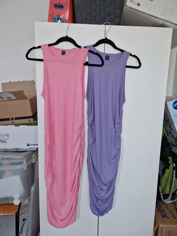 Robe shein côtelé été rose violette taille 40 42