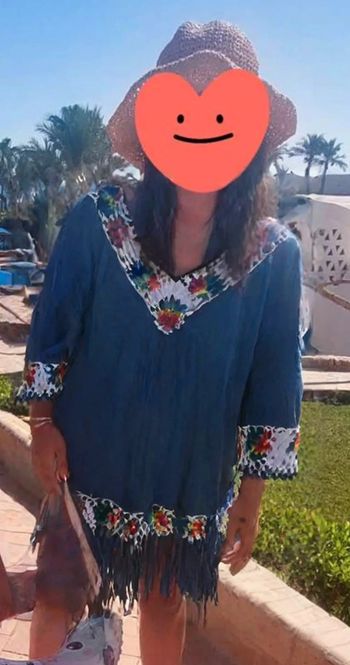 Robe plage à frange crochet taille unique oversize
