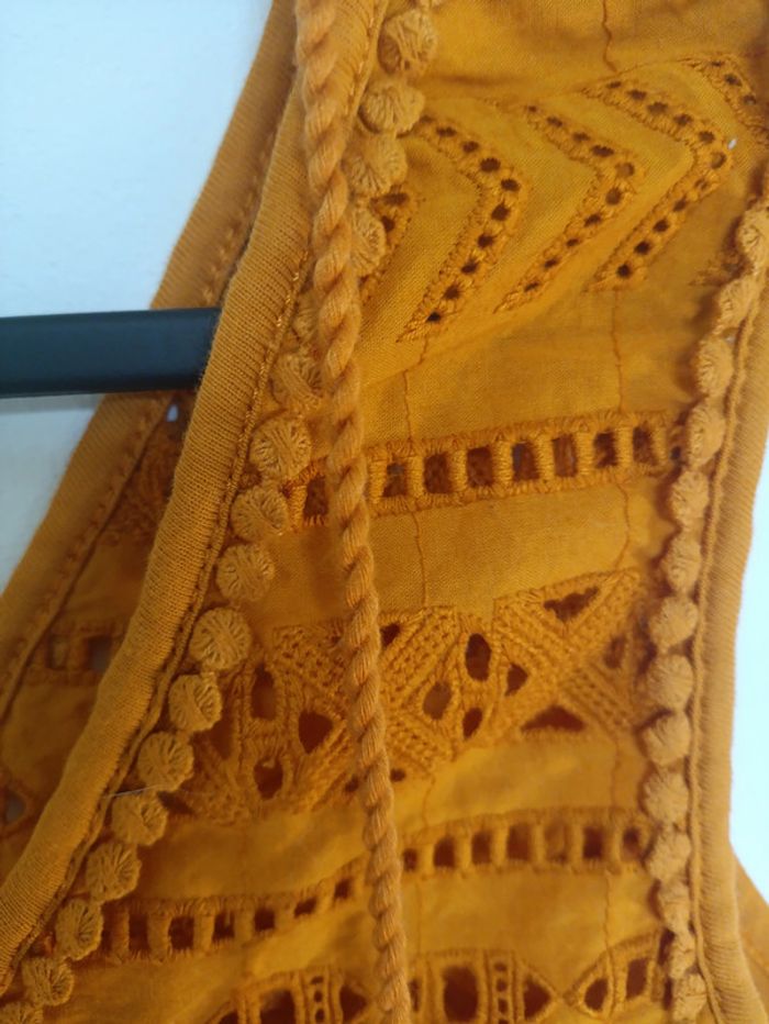 Débardeur orange brodé à pompons – Promod – Taille XS - photo numéro 4