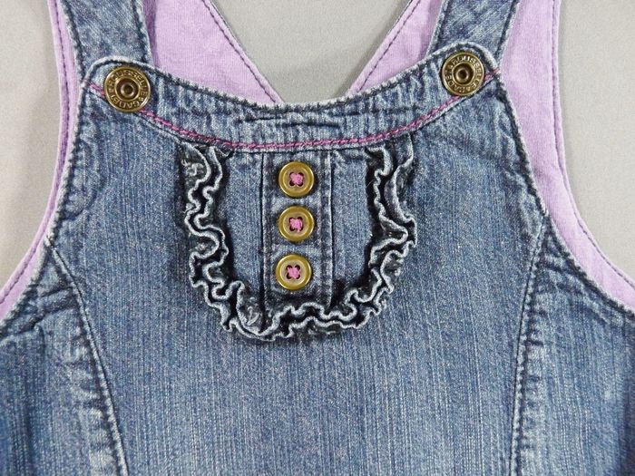 Robe salopette denim jean bleu violet Cadet Rousselle 24 mois 86 cm fille - photo numéro 2