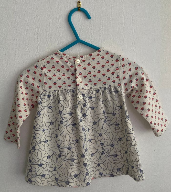 tunique manches longues fleuri avec dentelle taille 6 mois - photo numéro 3