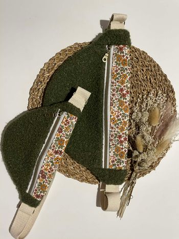 Lot de 2 bananes Matchy-Matchy (Adulte-enfant) en tissu à bouclettes kaki