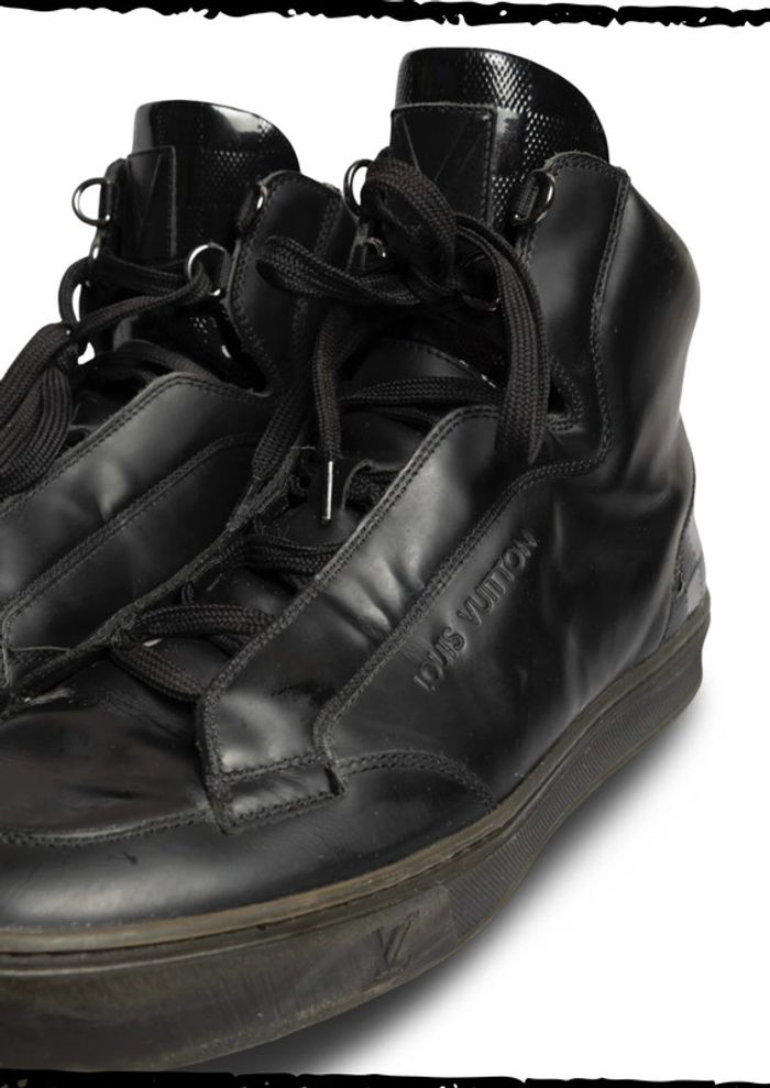 Sneakers montantes noires Louis Vuitton Black Leather Slipstream High Top Sneakers Size – Taille 44 - photo numéro 2