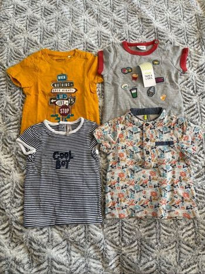 Lot de 4 t-shirts manches courtes 9 mois - photo numéro 2