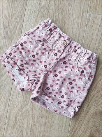 Short velours rose fleuri Gémo 18 mois