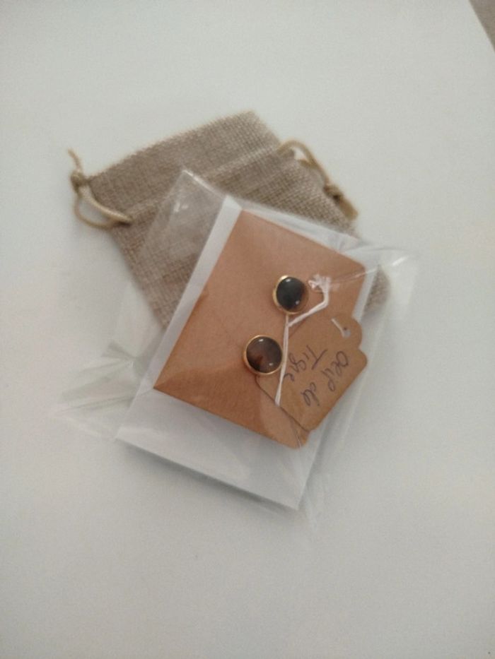 Boucles d'oreilles Clous Oeil du tigre - photo numéro 5