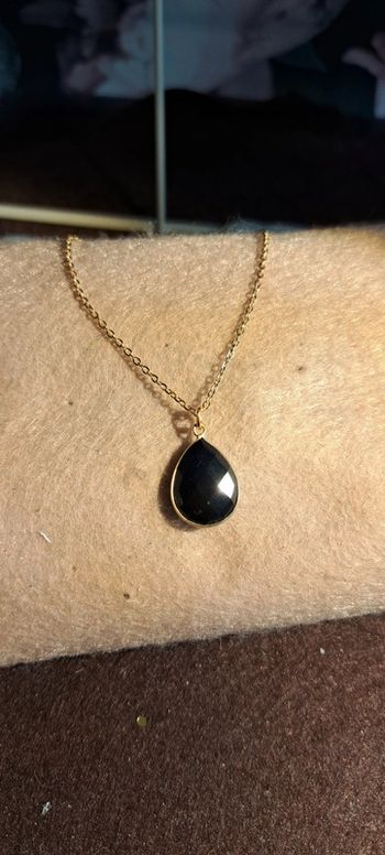 Collier onyx noir pierre gemme lithotherapie