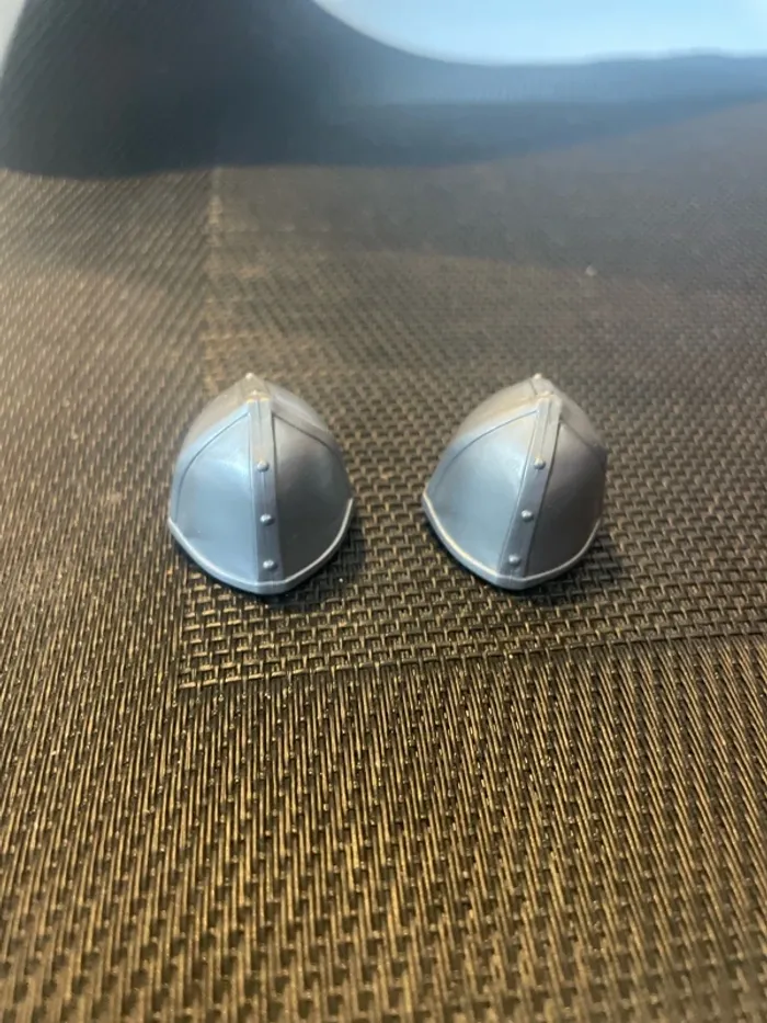 Playmobil lot 2 casques chevalier gris clairs armures moyen âge château citadelle forteresse - photo numéro 3