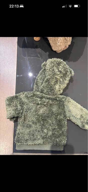Veste bébé moumoute kaki