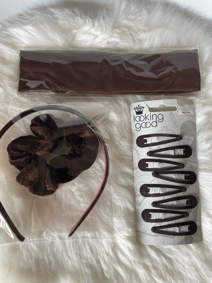 Lot accessoires pour cheveux marron foncé