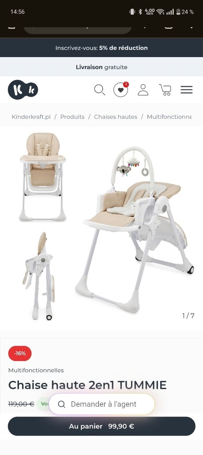 Chaise haute Kinderkraft - photo numéro 3