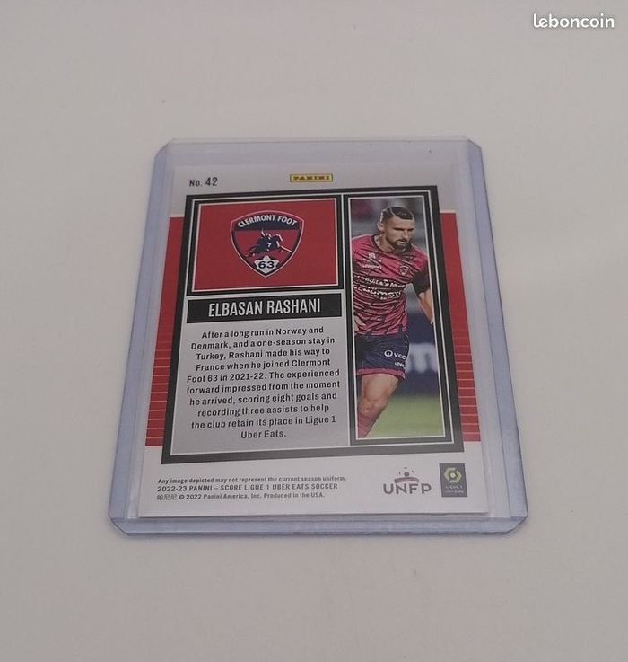 Carte Panini score Ligue 1 2022-23 Rookie Card Swirl Elbasan Rashani n°42. - photo numéro 3