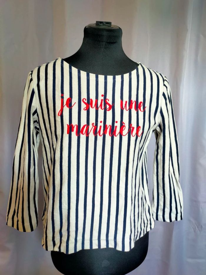 Pull marinière - Je suis une marinière – Petit Bateau – Femme – Taille M - photo numéro 2