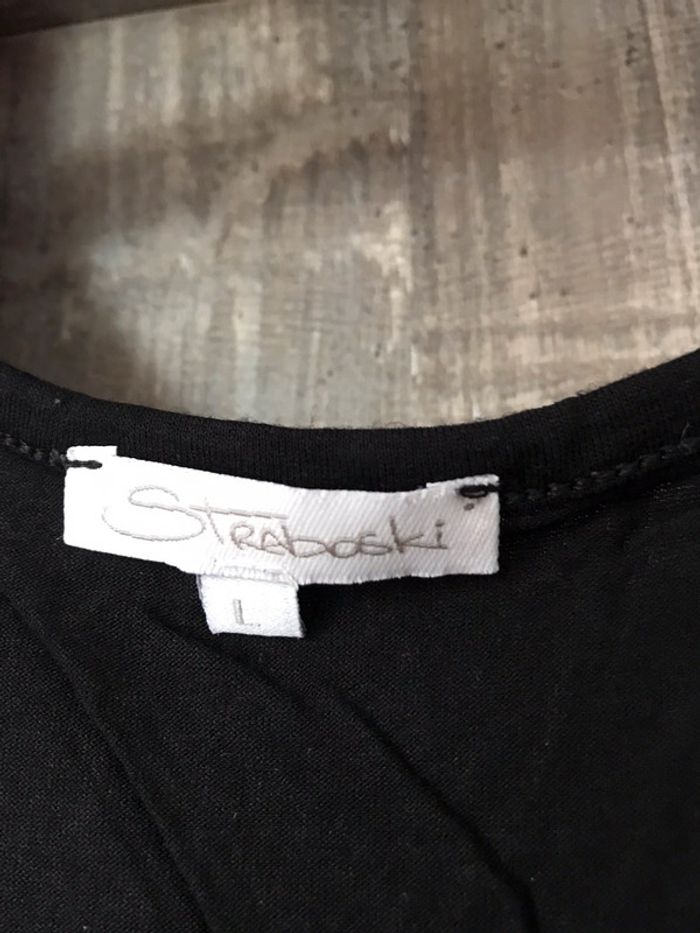 Haut noir à broderie transparente Straboski L - photo numéro 3