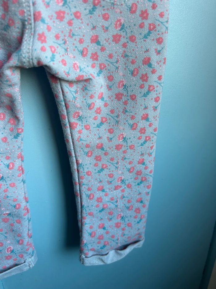 Jegging gris à fleurs , 12 mois - photo numéro 3