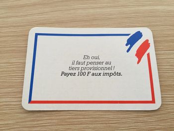 Carte hasard payez 100 F aux impôts pièce jeu de société Richesses de France édition Nathan #A42