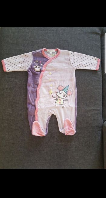 Grenouillère velours bébé fille 3 mois
