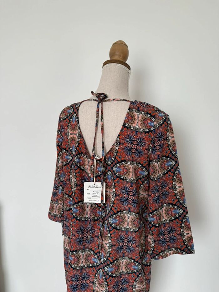 Robe terracota tunique dos nu Bordeaux midi dress neuf Kleid dress Vestido Vestito jurk jumpsuit - photo numéro 3