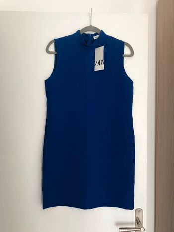 Superbe belle robe à col cheminée bleu électrique Zara neuve avec étiquette taille S
