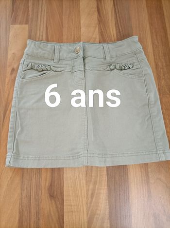 Jupe jean kaki à petits volants 6 ans Tape à l'oeil