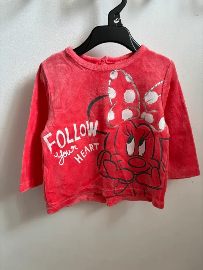 Pyjama velours 2 pièces avec pieds Minnie Disney 12 mois - photo numéro 2