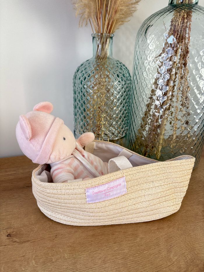 Poupon bébé couffin rose - photo numéro 3