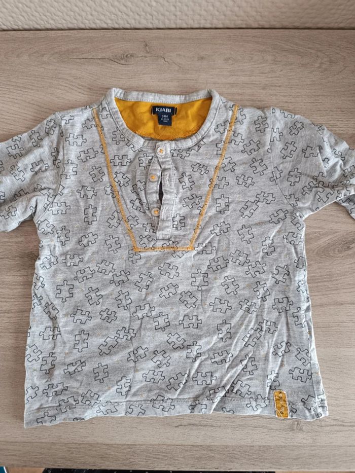 T-shirt manches longues puzzle Kiabi 24 mois