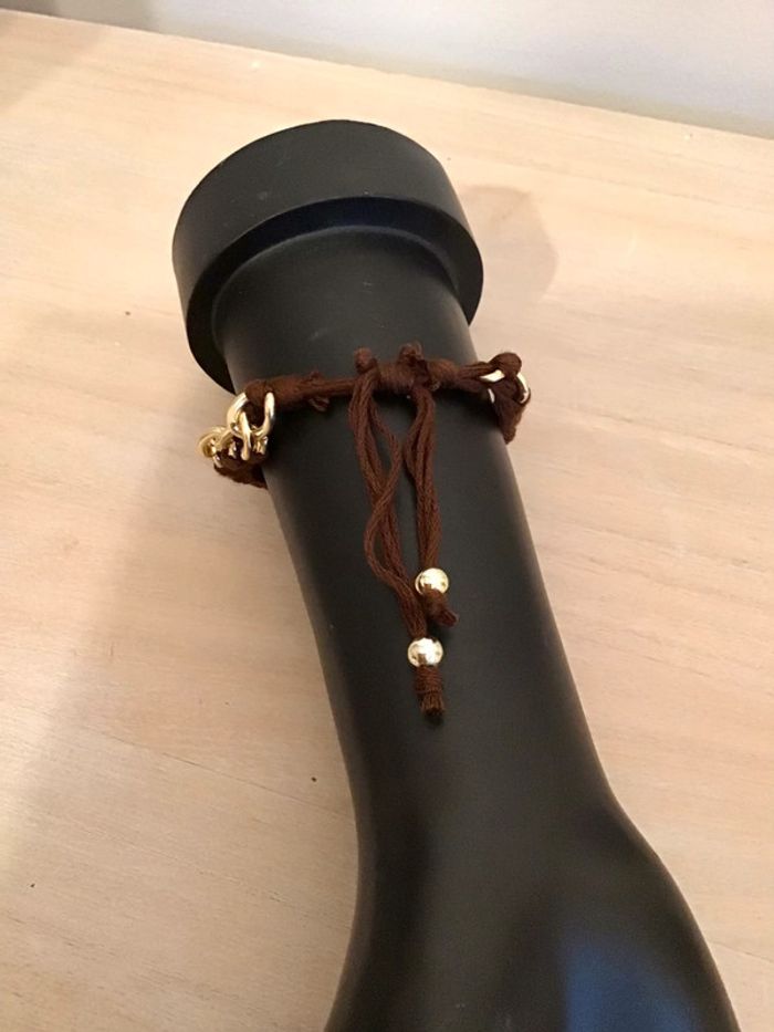 Bracelet marron et dorée taille unique réglable - photo numéro 3